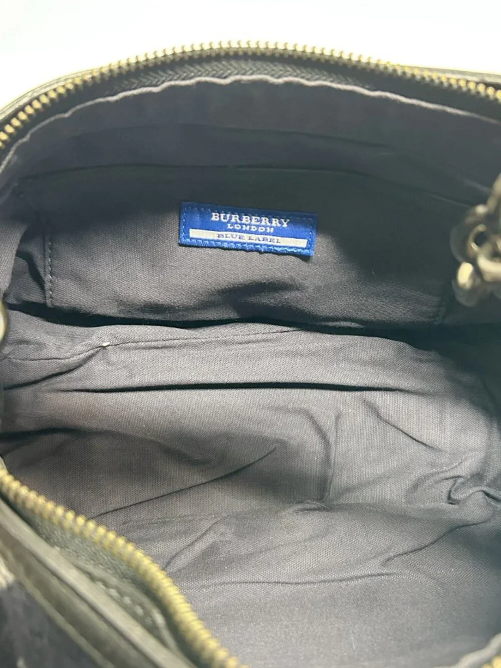 Burberry Black and Green Plaid Shoulder Bag with Chain Strap